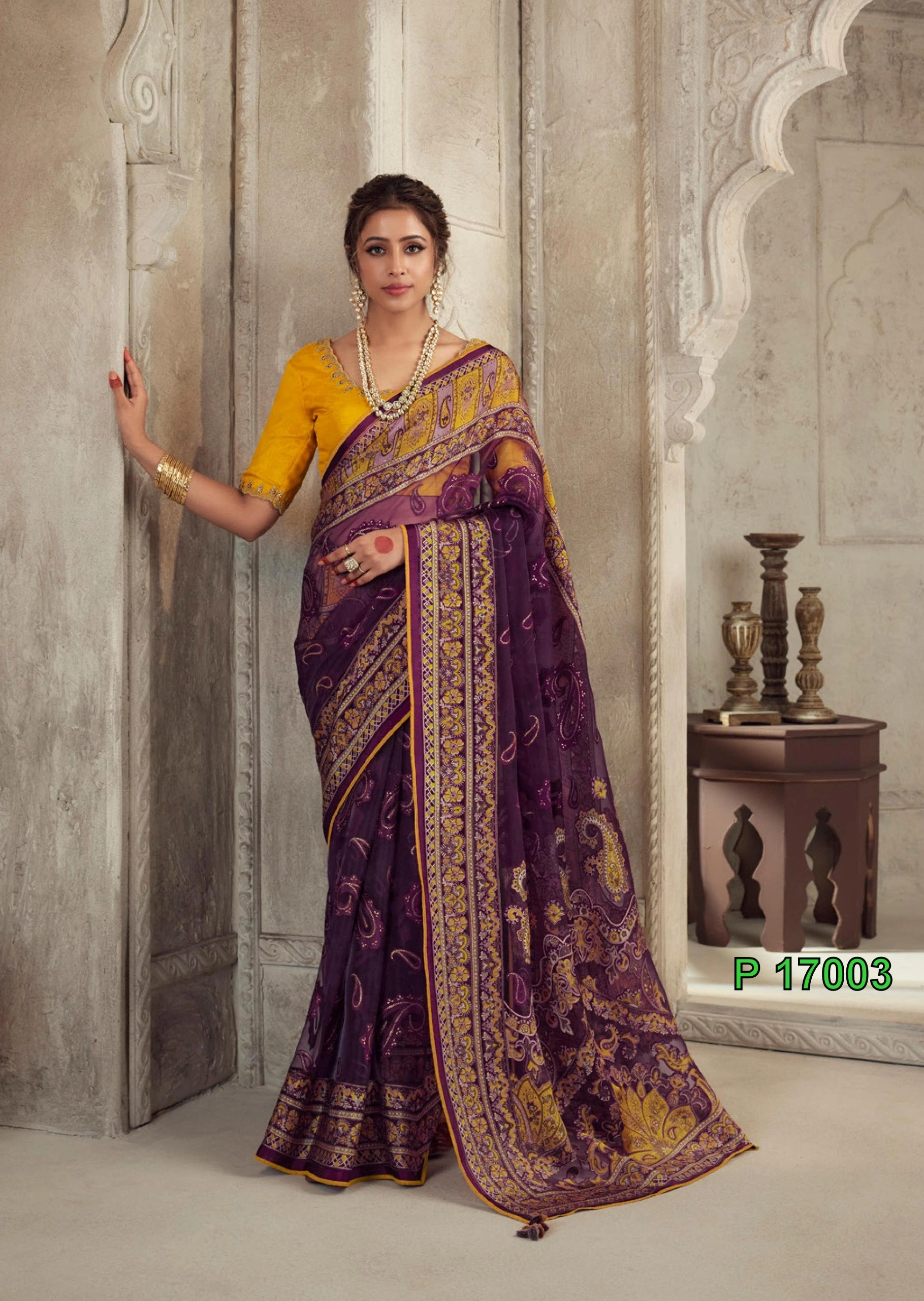 sky blue Pure Onyx Brasso Saree with Designer Silk Blouse  with primum quality for this festival season of latest collection of women fasion-MEERA13_01_purple