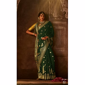 yellow designer indian wedding saree collection in festival season  with pure viscose Dola silk sarees for women and Girls