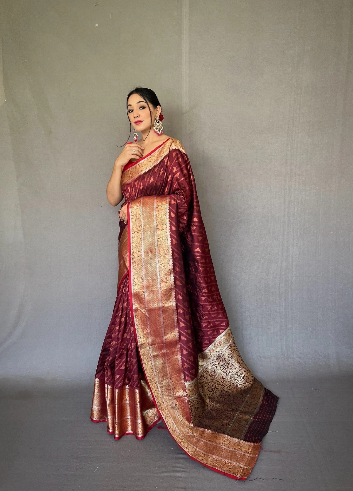 Banarsi handloom saree  rich pallu and  indian cultural saree wear for womena and ladies-ANCHAL_Marron