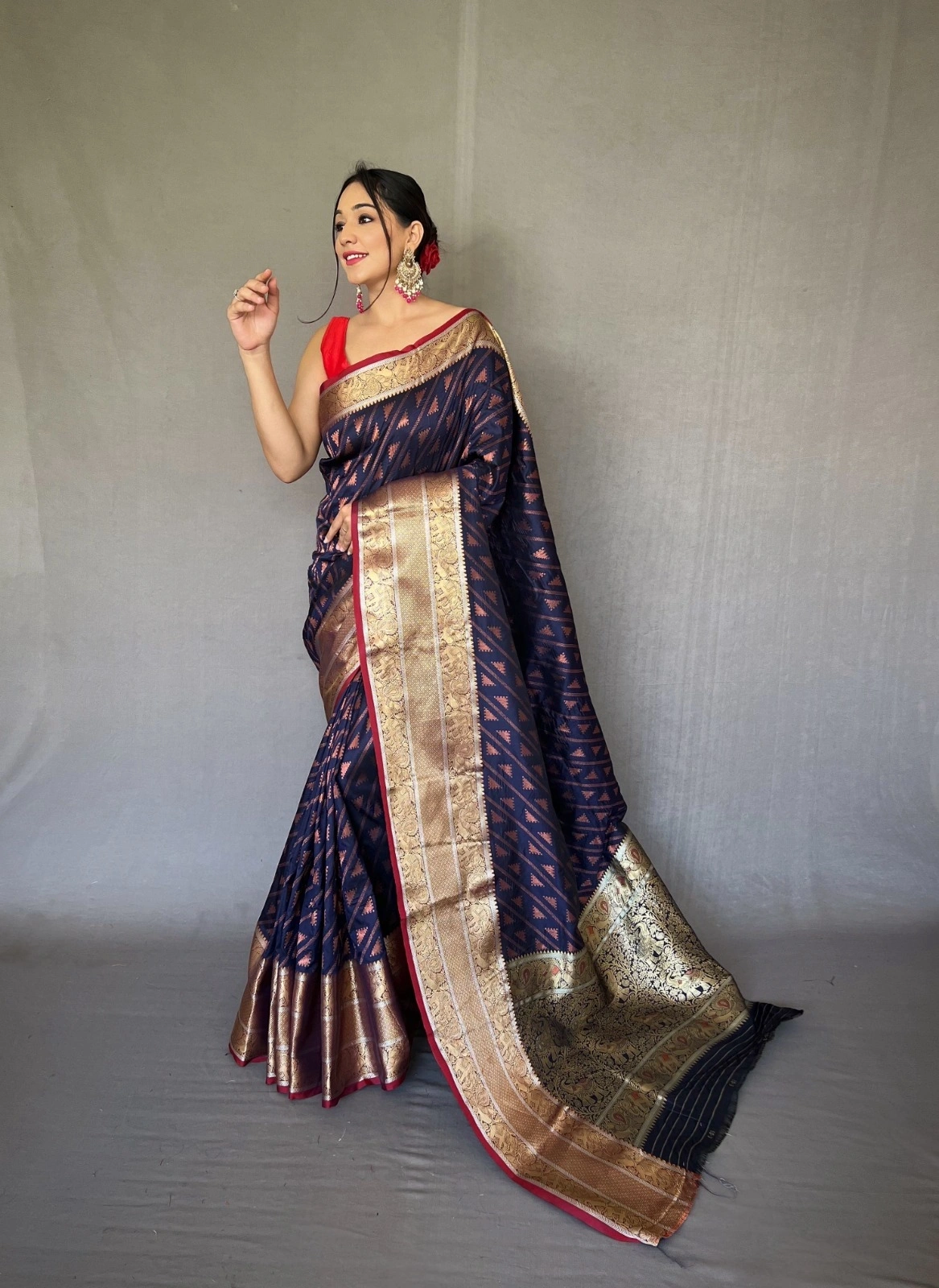 Banarsi handloom saree  rich pallu and  indian cultural saree wear for womena and ladies-Purple-3