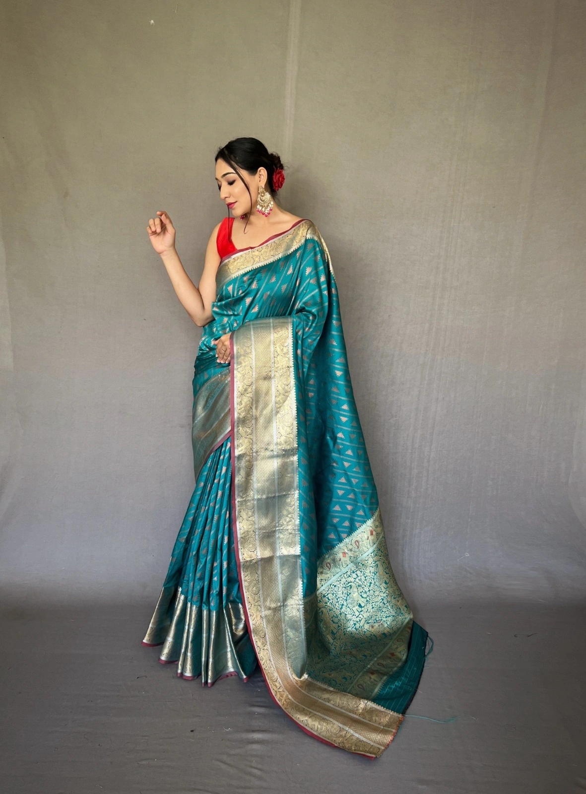 Banarsi handloom saree  rich pallu and  indian cultural saree wear for womena and ladies-Sky Blue-1