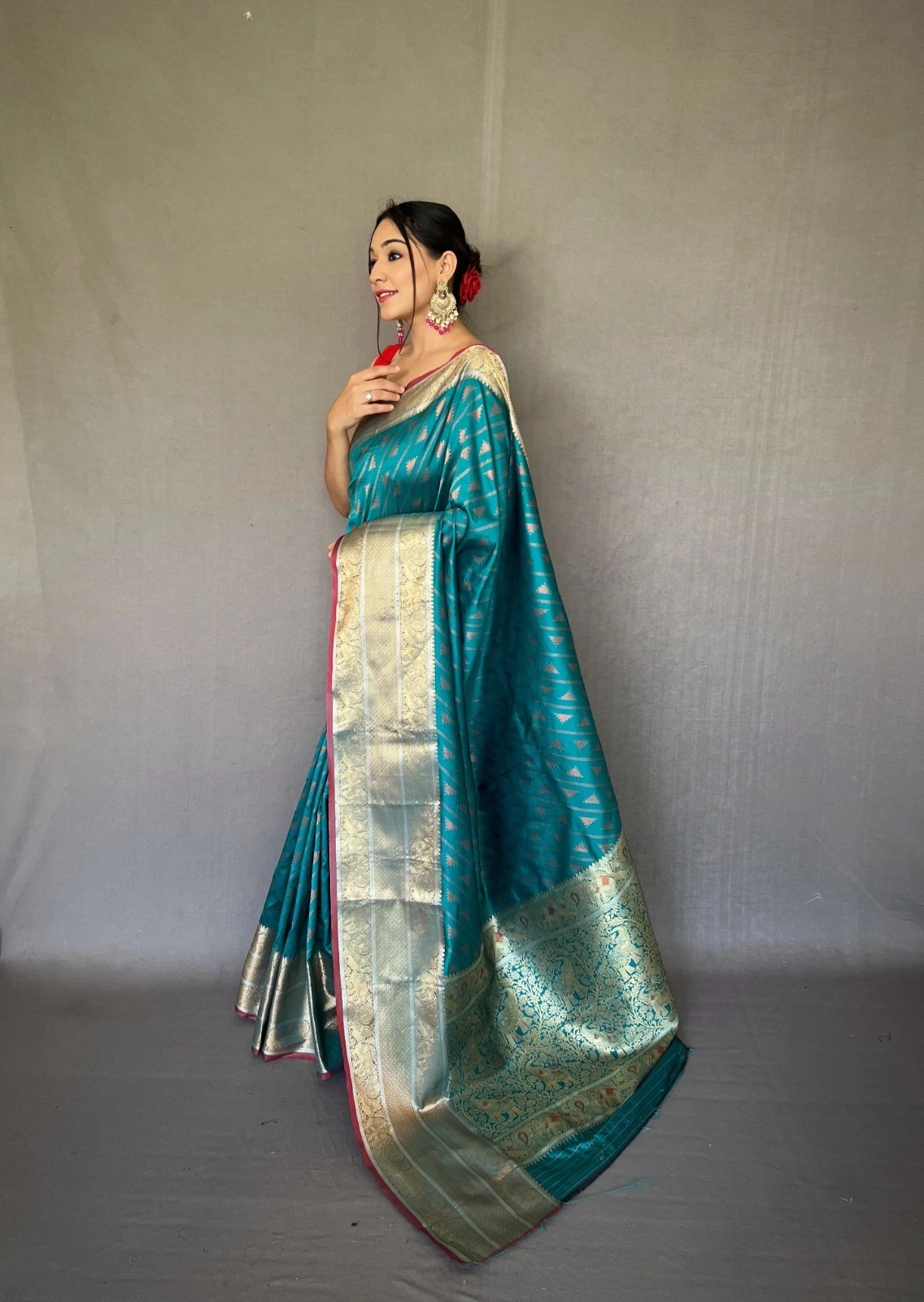 Banarsi handloom saree  rich pallu and  indian cultural saree wear for womena and ladies-Sky Blue-2