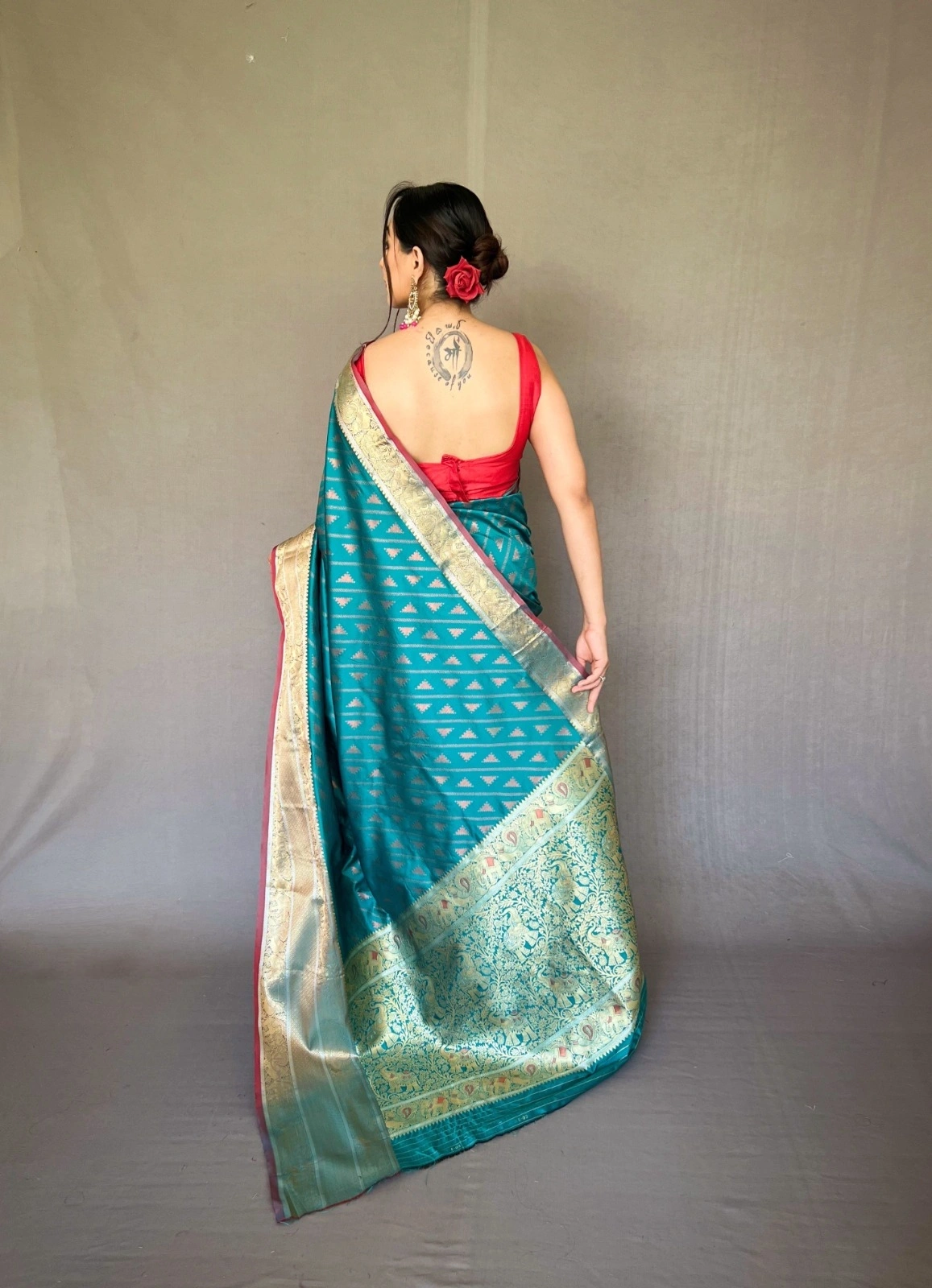 Banarsi handloom saree  rich pallu and  indian cultural saree wear for womena and ladies-Sky Blue-3