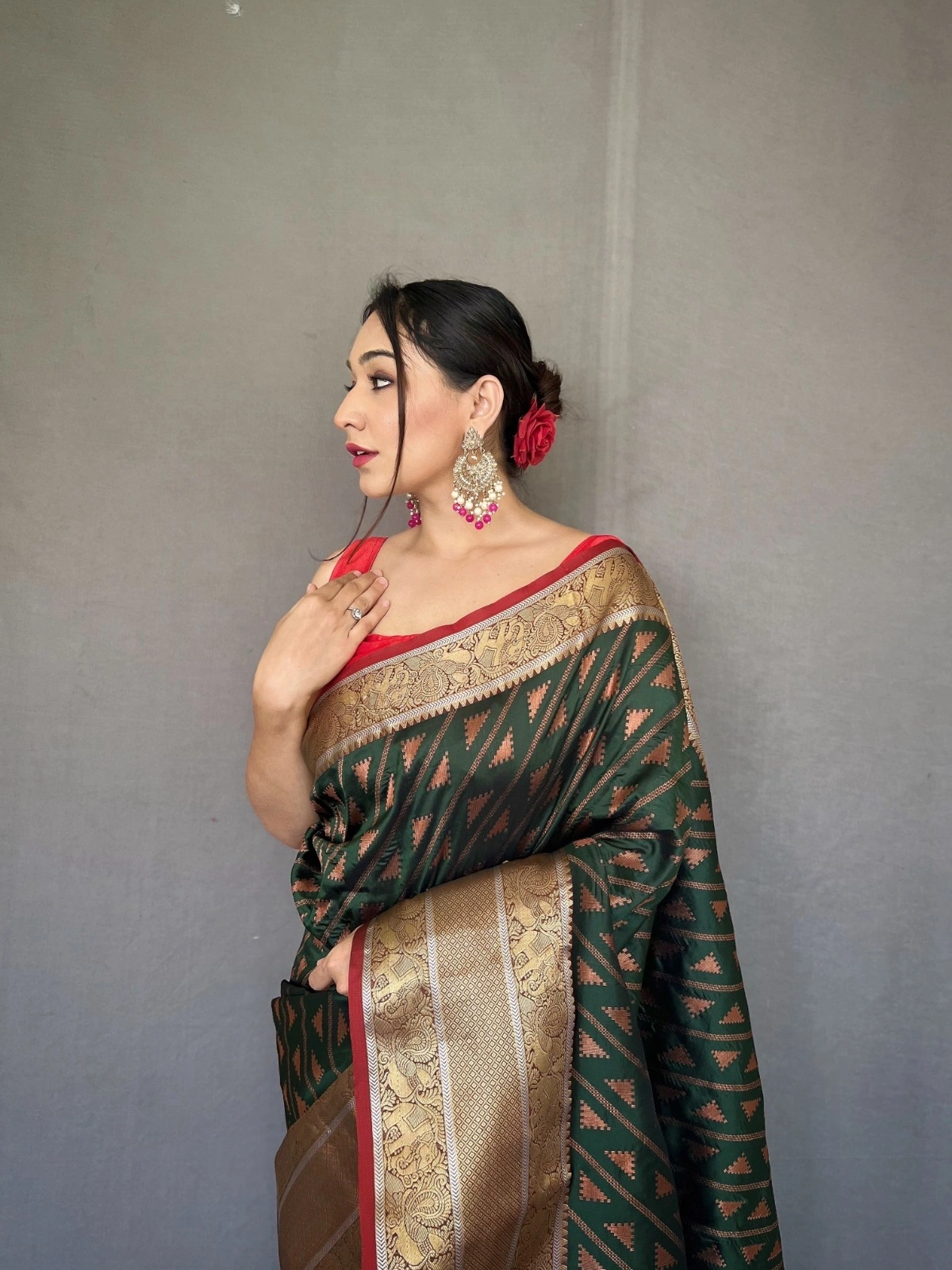 Banarsi handloom saree  rich pallu and  indian cultural saree wear for womena and ladies-ANCHAL_Green