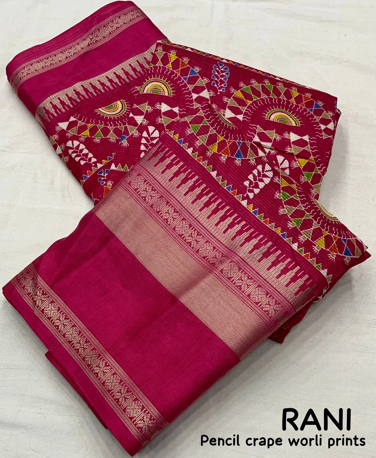 Red soft cotton crape saree indian symbol of cidian culture budget friendy saree for women-PENCILCRAPE_Rani