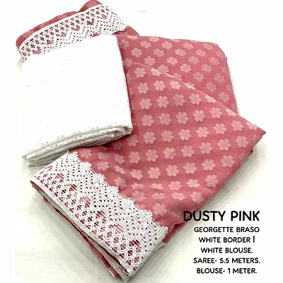shree nakoda mills dusty pink georgette braso a soft georgette braso indian saree for women