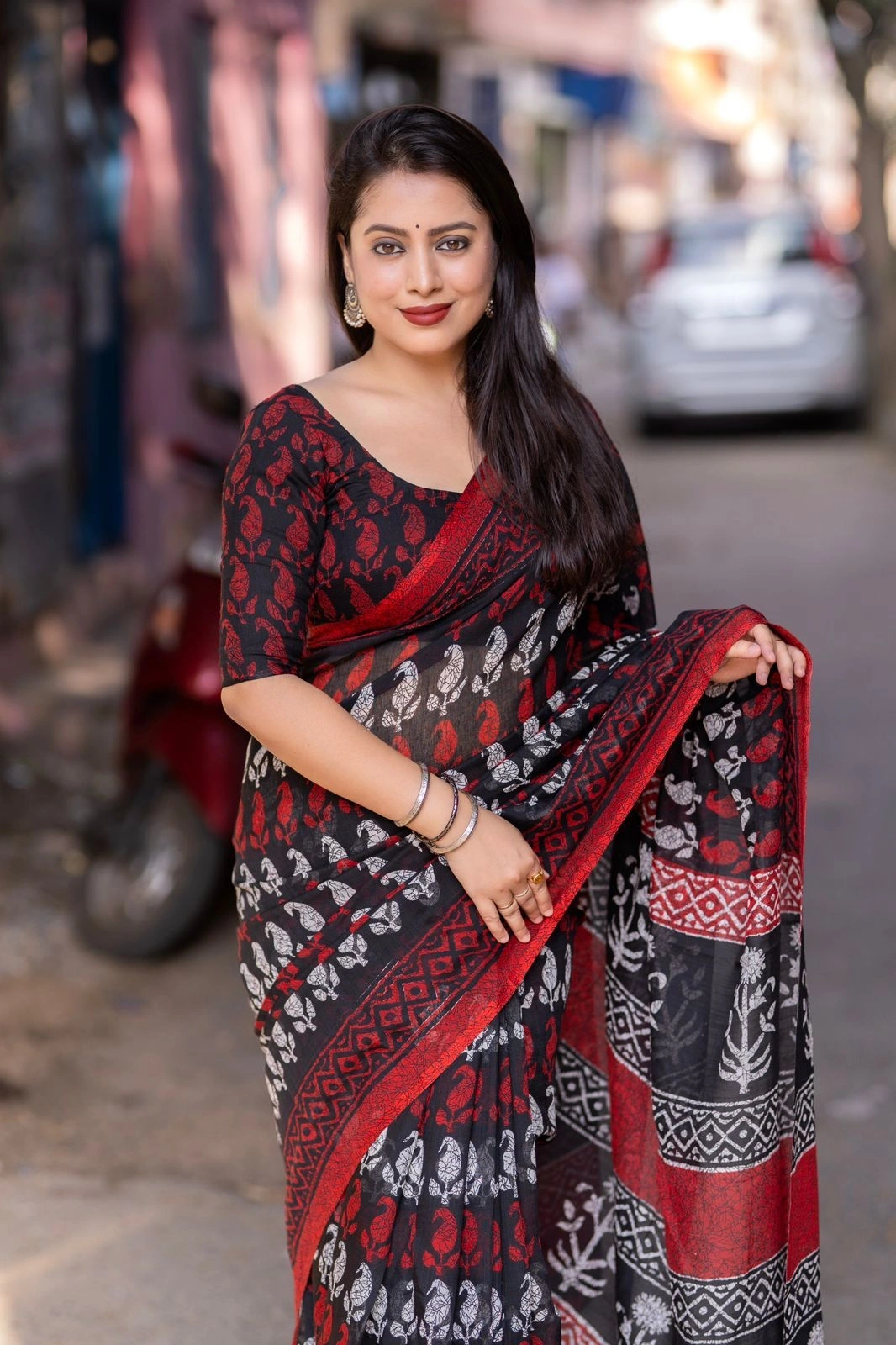 Grey Red online best soft linen-by-linen printed indian saree for women, girls-MANGO_Greypurple