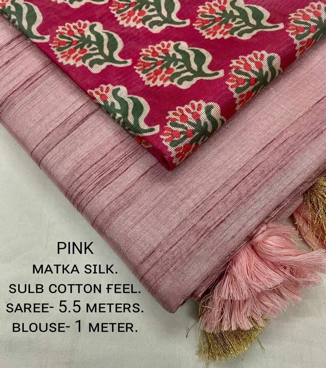 Pink silk Indian saree features an allover woven slub pattern in online best buget and quality-Pink-3