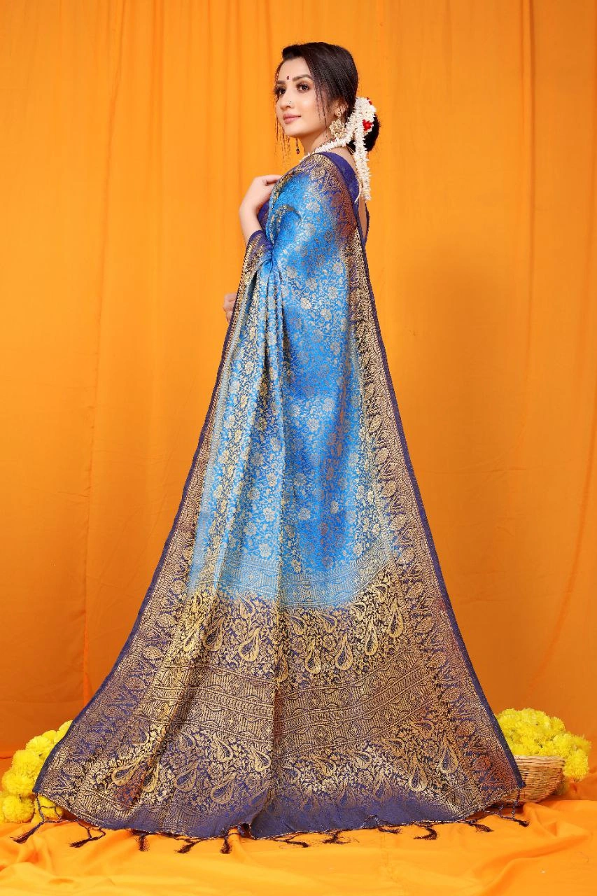 HOUSE OF JAMOTI Blue & Gold-Toned Embellished Ready to Wear Lehenga &  Blouse With Dupatta - Absolutely Desi