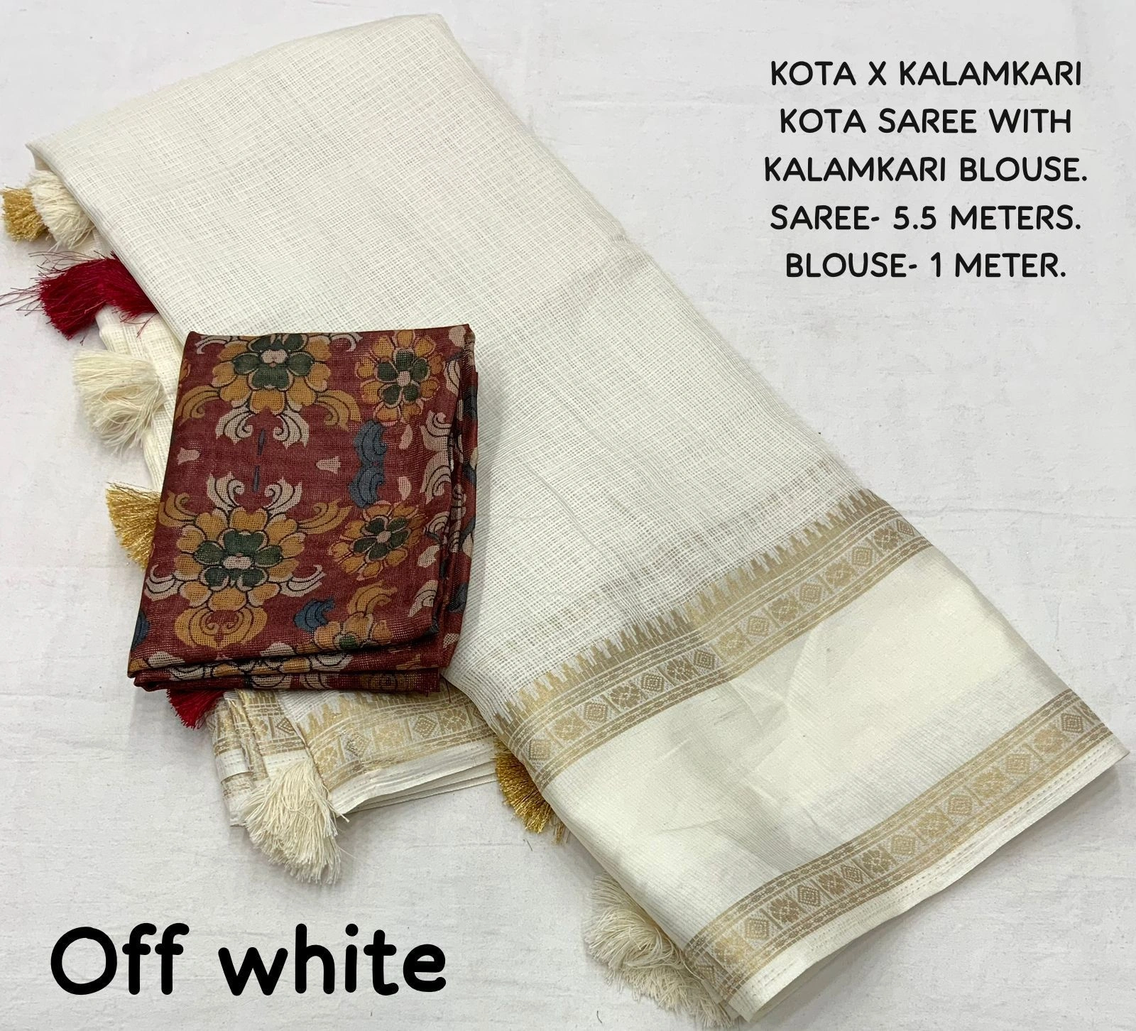 Soft Kota Doria fabric Indian Pattu saree with zari for women and Girls in Best price-OFF WHITE-5