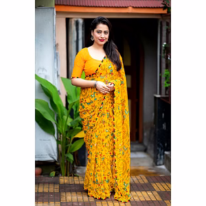 Soft Georgette Indian Printed Saree - Premium Women's Fashion