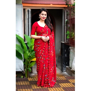 Soft Georgette Indian Printed Saree - Premium Women's Fashion