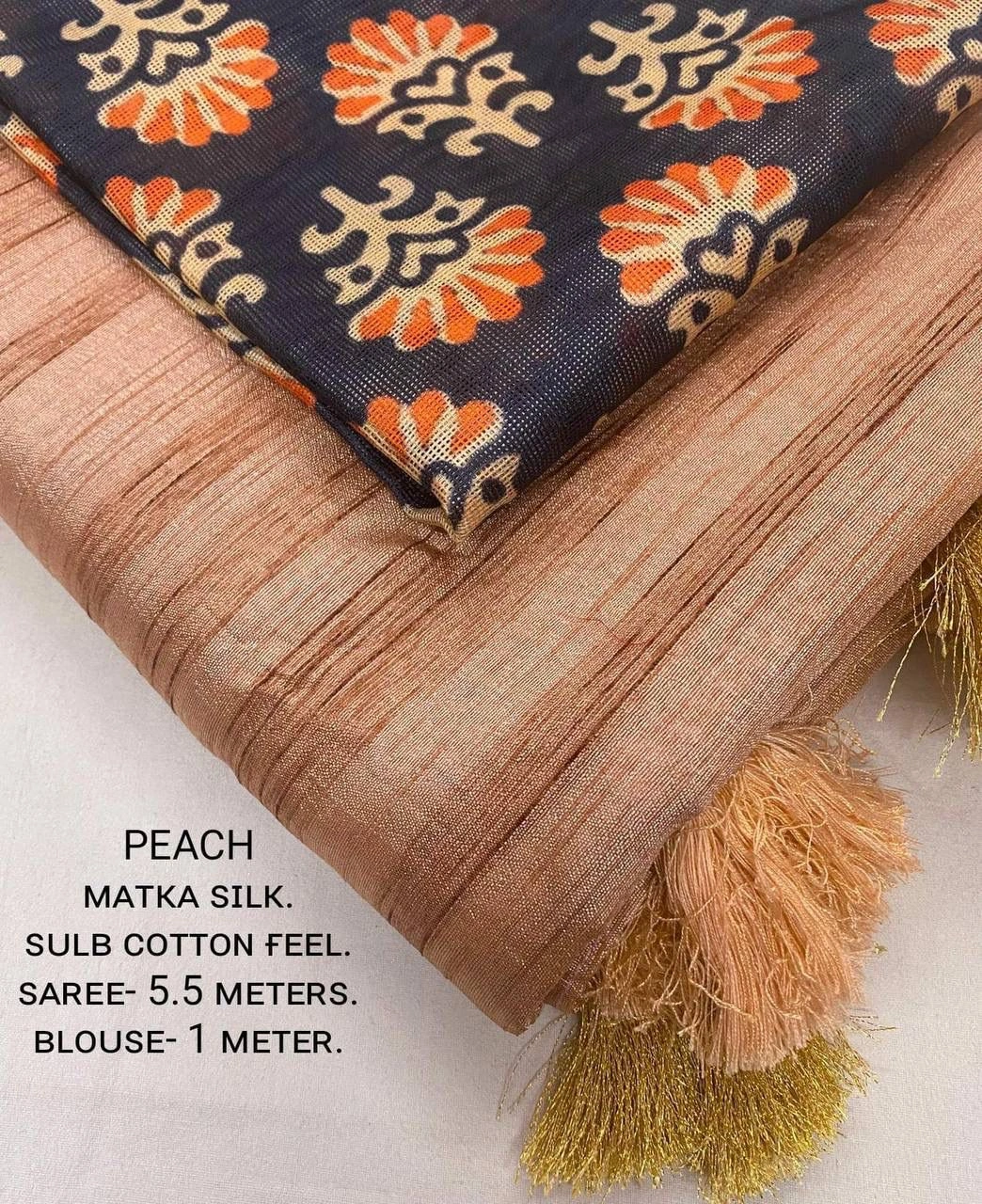 Soft Silk Saree with Allover Woven Slub for Women - Elegant Matka Silk Ethnic Wear-PEACH-3