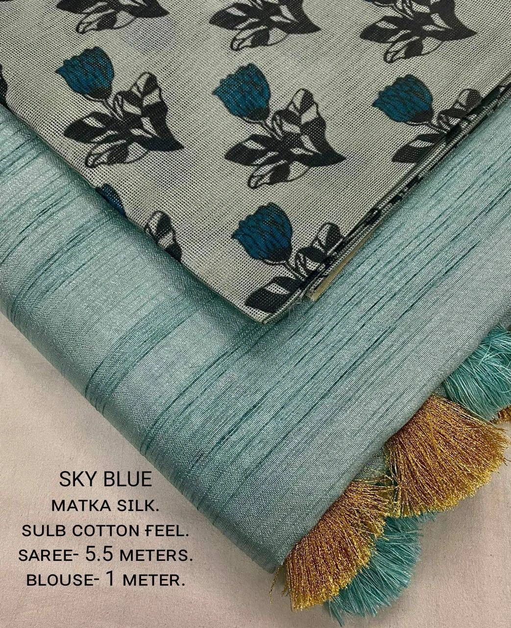 Soft Silk Saree with Allover Woven Slub for Women - Elegant Matka Silk Ethnic Wear-SKY BLUE-3