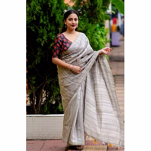 Soft Silk Saree with Allover Woven Slub for Women - Elegant Matka Silk Ethnic Wear