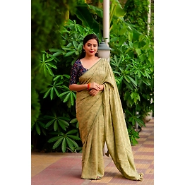 Shree Nakoda Mills Soft Silk Self-Woven Designed Jacquard India Pattu Saree under 1000 Rupees for Women - BAARFI