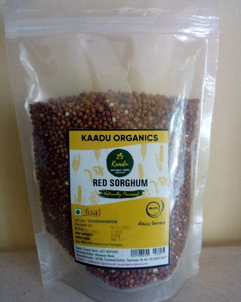 Kaadu Organics Red Sorghum or Red Jowar or Sivappu Cholam 500g-MIL10