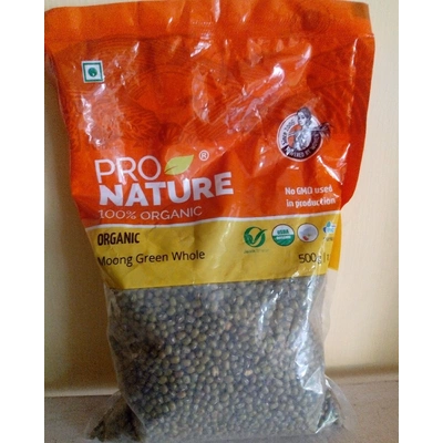 Pro Nature Organic Moong Green Whole or Green Gram or Pacha Payiru or Siru Payiru 500g