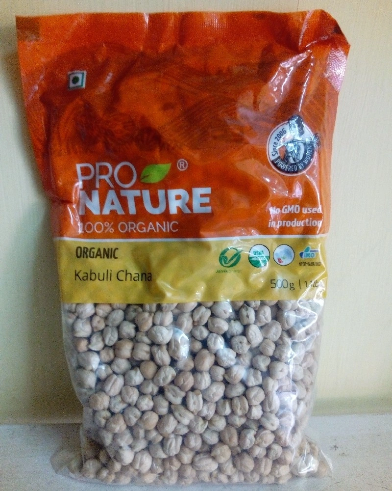 Pro Nature Organic Kabuli Chana or White Chickpeas or Vellai Sundal 500g-GRO16