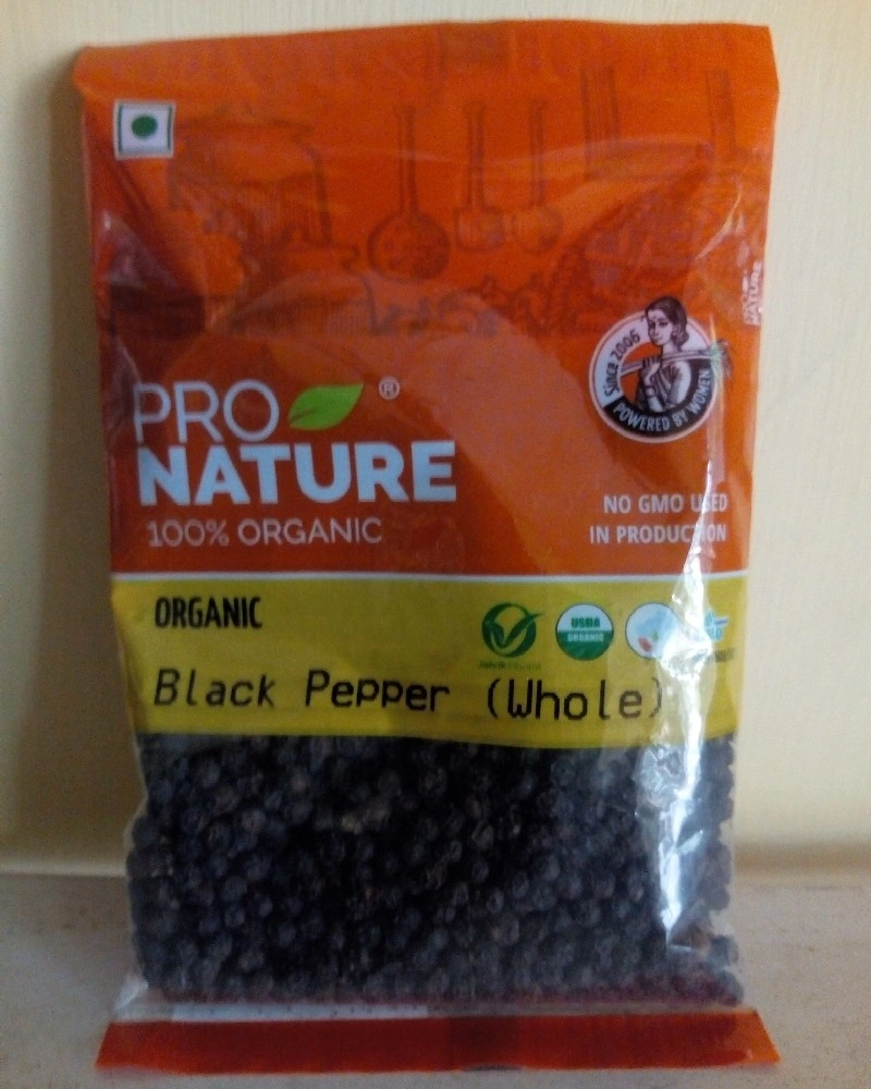 Pro Nature Organic Black Pepper or Karu Milagu (Whole) 100g-GRO18