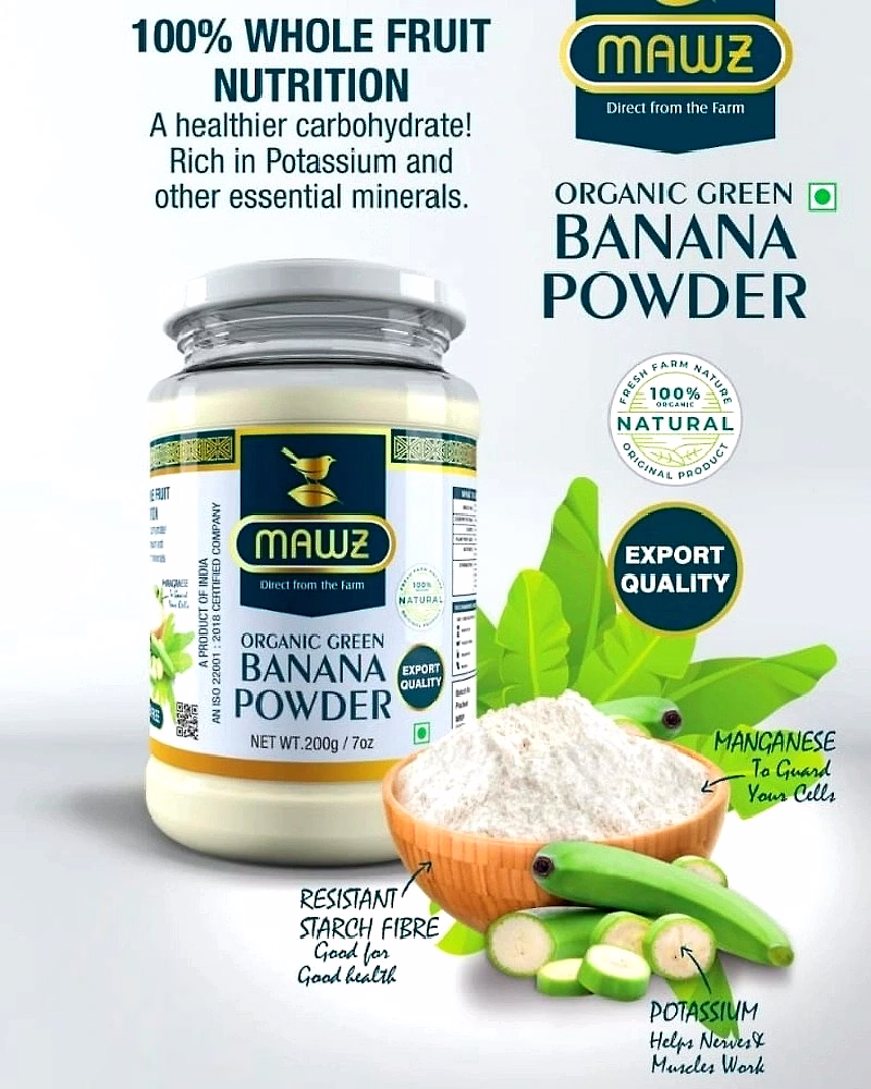 beeshub foods mawz organic green banana powder 200g