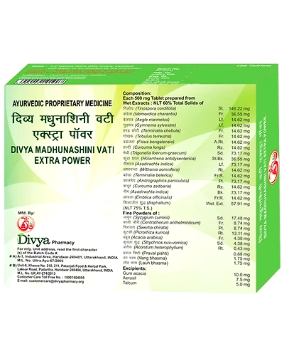 Baba Ramdev Patanjali Divya Madhunashini Vati Extrapower Ayurvedic Medicine Tablets for diabetes mellitus-120 Tablets-1