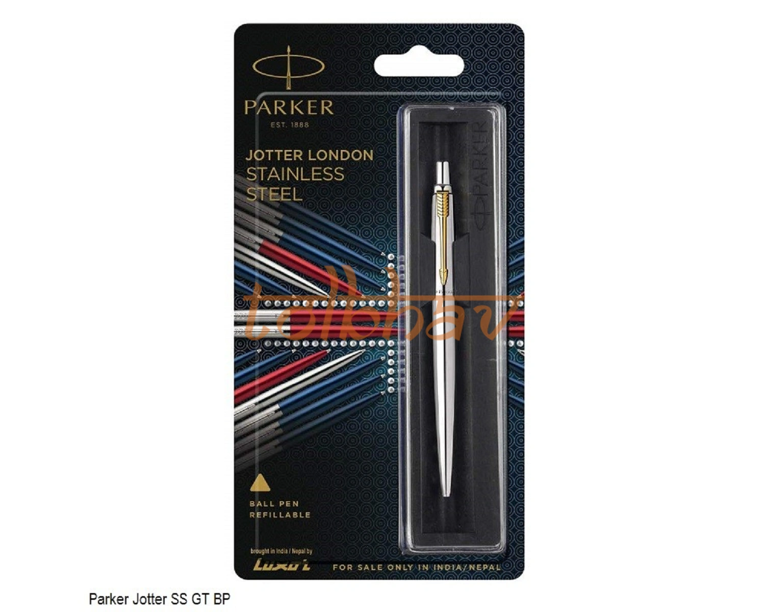 Parker Jotter London Stainless Steel Gold Trim Ball Pen-12242470