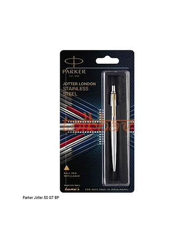 Parker Jotter London Stainless Steel Gold Trim Ball Pen-12242470