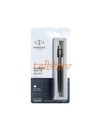 Parker Classic Matte Black Chrome Trim Ball Pen-12242862