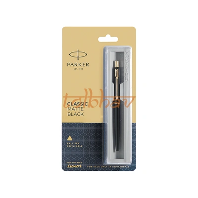 Parker Classic Matte Black Gold Trim Ball Pen
