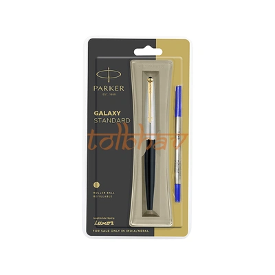 Parker Galaxy Standard Gold Trim Roller Ball Pen Black