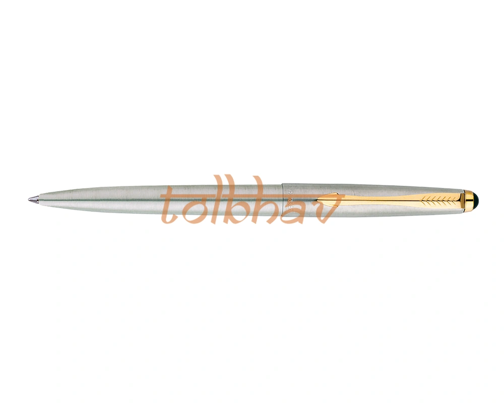 Parker Galaxy Stainless Steel Gold Trim Ball Pen-2