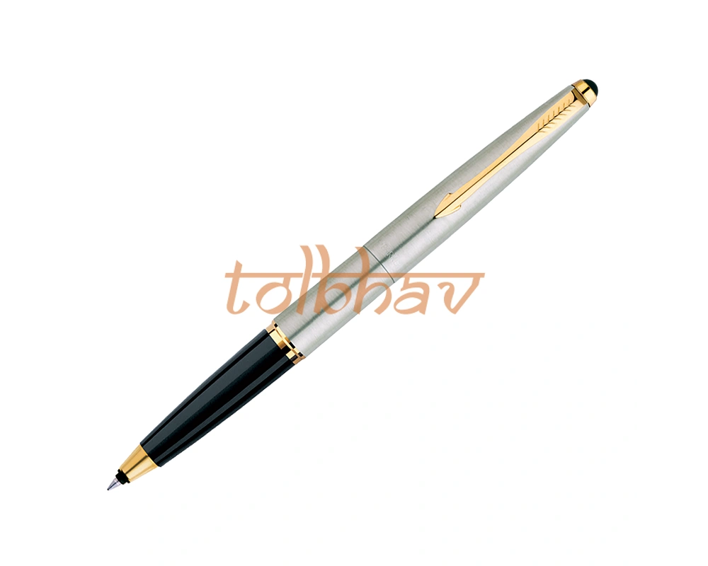 Parker Galaxy Stainless Steel Gold Trim Roller Ball Pen-1
