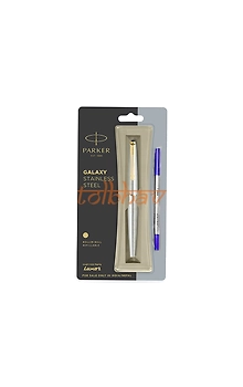 Parker Galaxy Stainless Steel Gold Trim Roller Ball Pen