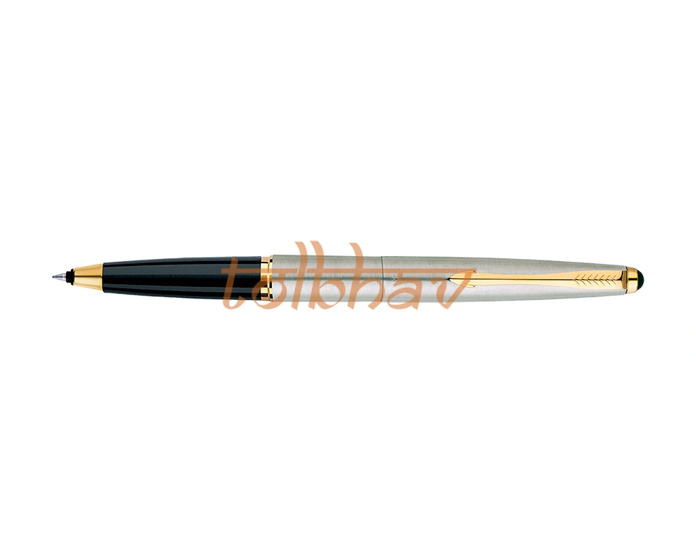 Parker Galaxy Stainless Steel Gold Trim Roller Ball Pen-3