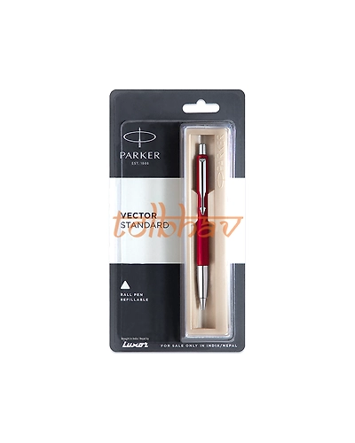 Parker Vector Standard Chrome Trim Ball Pen Red-12248588