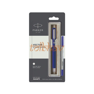 Parker Vector Standard Chrome Trim Roller Ball Pen Blue