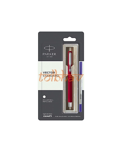 Parker Vector Standard Chrome Trim Roller Ball Pen Red-12248644