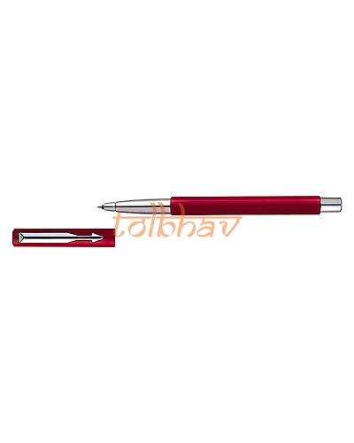 Parker Vector Standard Chrome Trim Roller Ball Pen Red-5