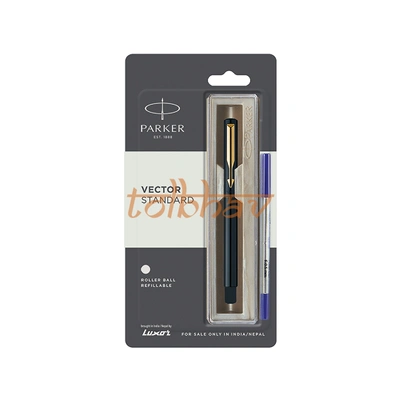 Parker Vector Standard Gold Trim Roller Ball Pen Black