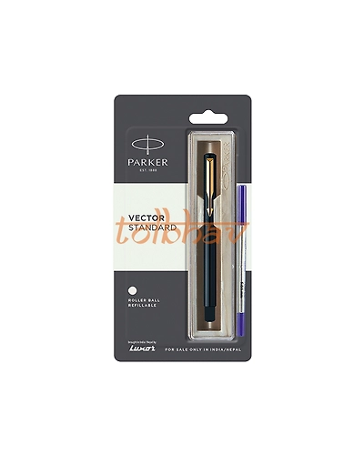 Parker Vector Standard Gold Trim Roller Ball Pen Black-12248648