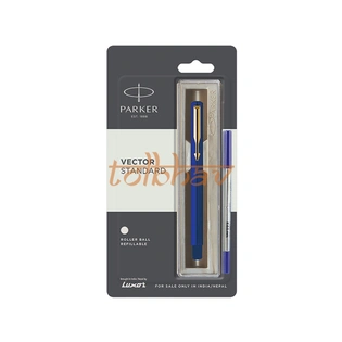 Parker Vector Standard Gold Trim Roller Ball Pen Blue