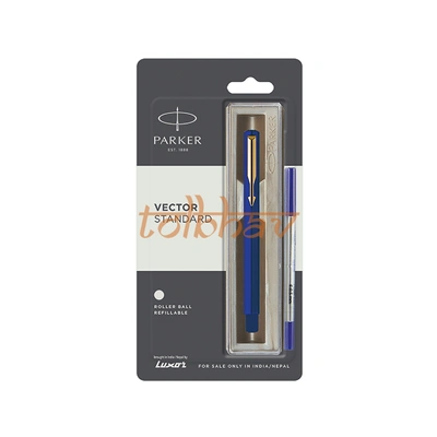 Parker Vector Standard Gold Trim Roller Ball Pen Blue