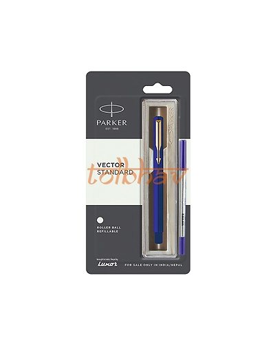 Parker Vector Standard Gold Trim Roller Ball Pen Blue-12248650