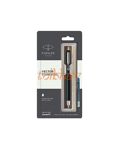 Parker Vector Standard Chrome Trim Fountain Pen Black-12248688