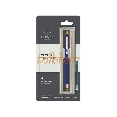Parker Vector Standard Chrome Trim Fountain Pen Blue