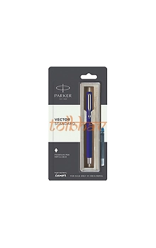 Parker Vector Standard Chrome Trim Fountain Pen Blue