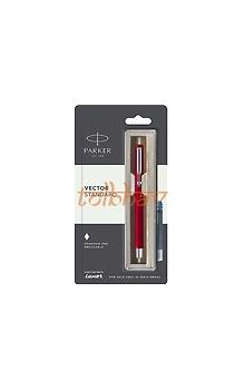 Parker Vector Standard Chrome Trim Fountain Pen Red