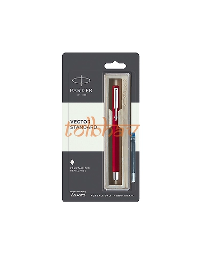Parker Vector Standard Chrome Trim Fountain Pen Red-12248712