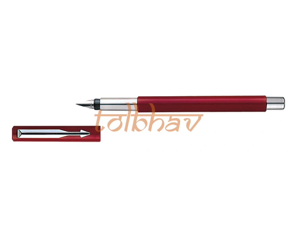 Parker Vector Standard Chrome Trim Fountain Pen Red-3